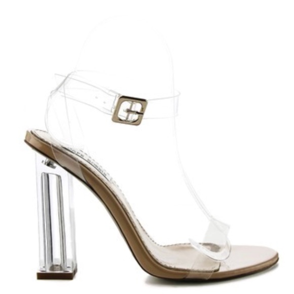 lucite heel sandals